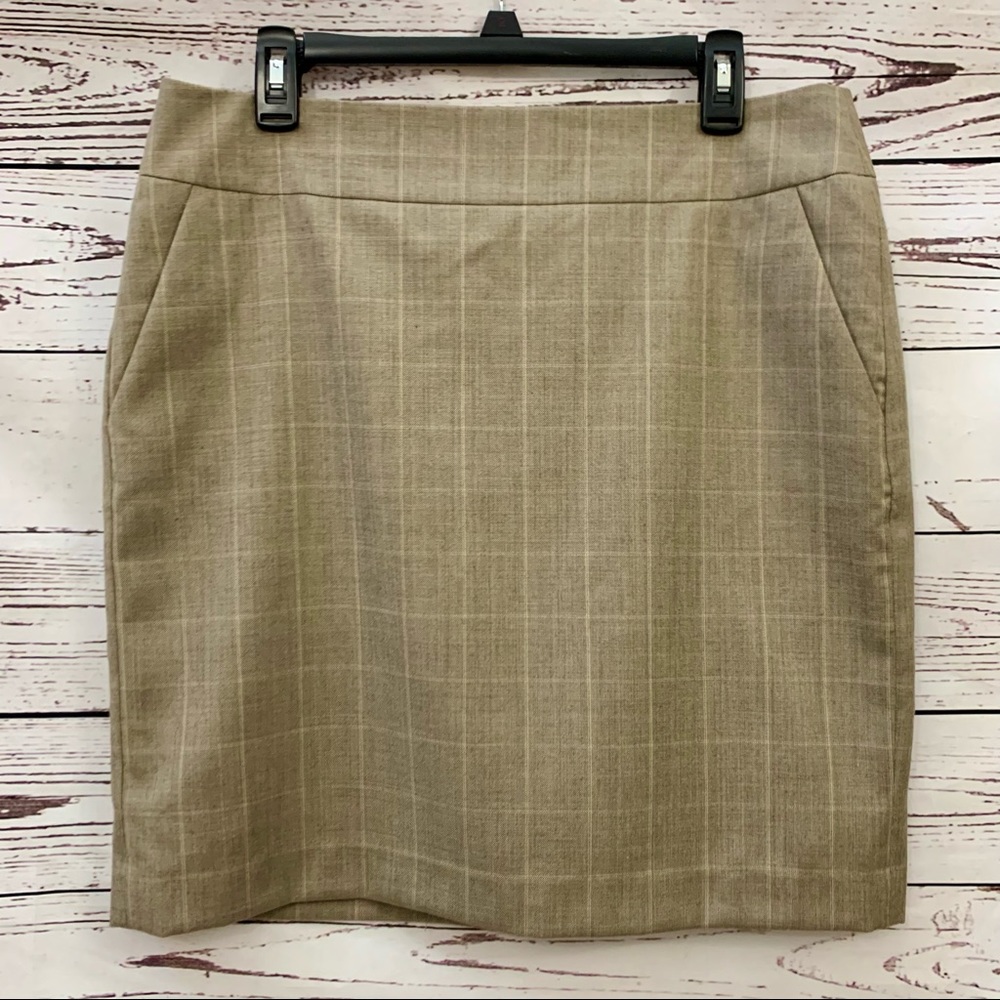 Banana Republic Tan Plaid Skirt Size 12